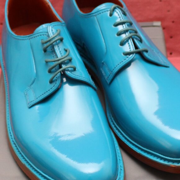 Florsheim by Duckie Brown Patent Leather Oxfords in Aqua Blue